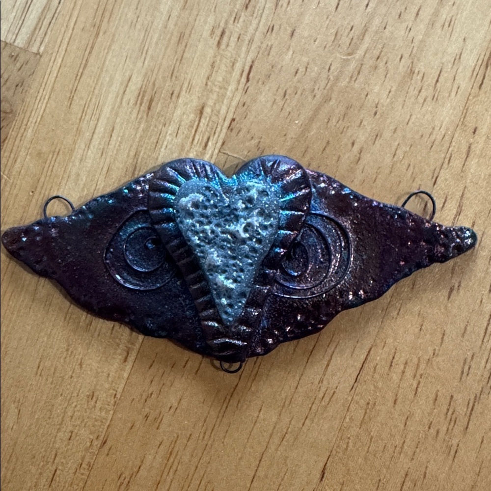 Artisan Wing Heart Pendant Raku pottery